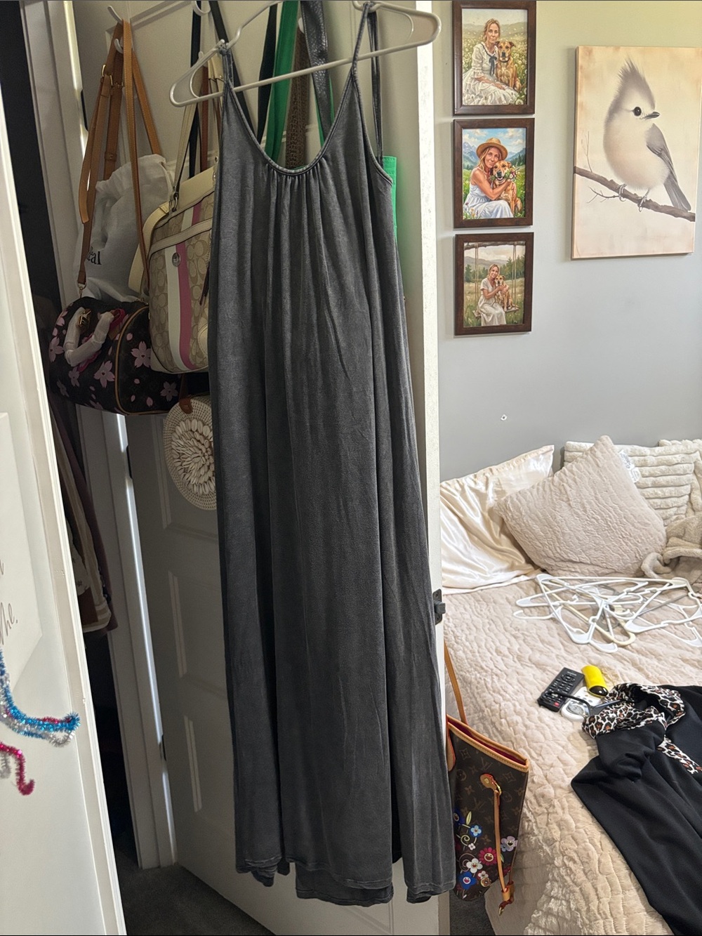 Anama Charcoal Gray Maxi Slip Dress